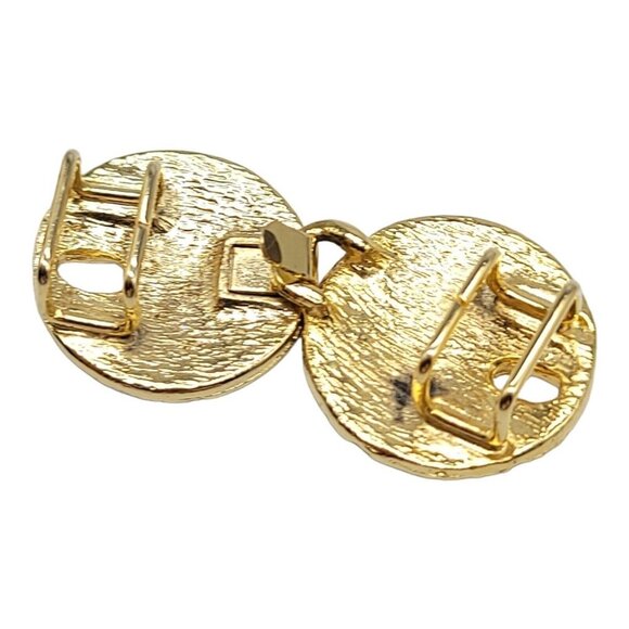Sand Dollar 2 Piece Interlocking Belt Buckle Glossy Gold Tone Vintage - Picture 3 of 4